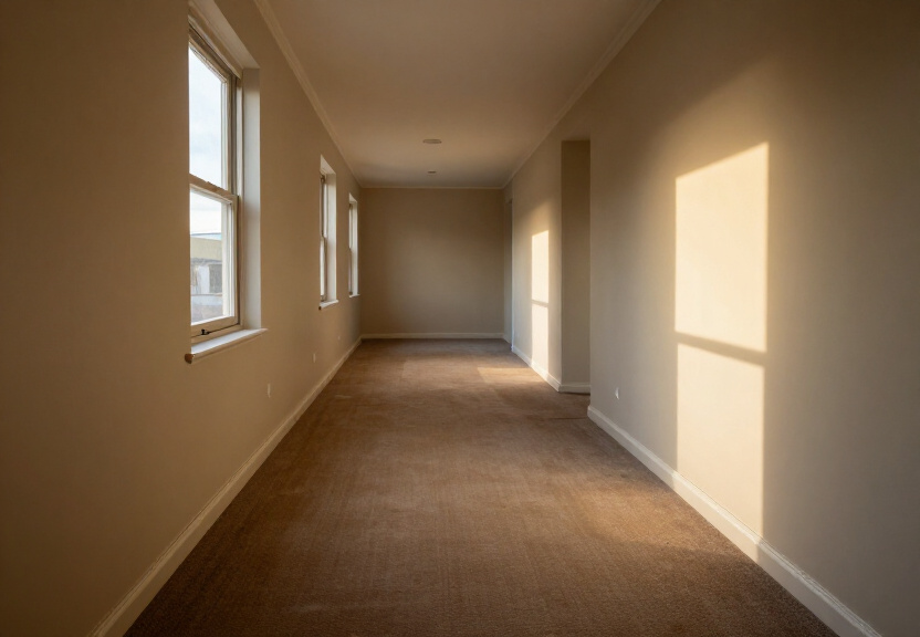 Dry, restored living room in Claremont Meadows after flood restoration